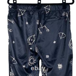 SIBERIA HILLS NEW Mens Satin Zodiac Pants L Black Pull On Streetwear NWD Flaw