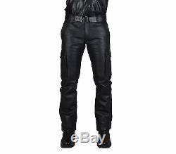 SOFT AND PLAIN CARGO LEATHER TROUSERS/CUIR PANTALON GAY PANTS/CombatTROUSERS