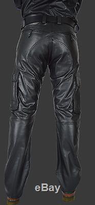 SOFT AND PLAIN CARGO LEATHER TROUSERS/CUIR PANTALON GAY PANTS/CombatTROUSERS