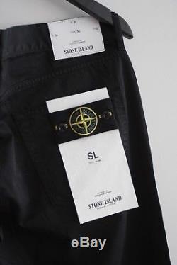 STONE ISLAND TYPESL Slim-Fit Black Cotton Trousers W34 Certilogo RRP £175