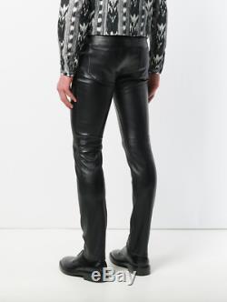 Saint Laurent Paris Black Lamb Leather Skinny Pants Jeans Slim 46 48 30 32 New