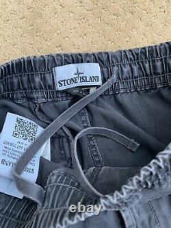 Stone Island Cargo Trouser Pants Washed Black Logo Patch Old 30