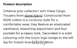 Stone Island Corduroy Cargo Pants Black RRP £340 Size W 30 TYPE RE-T