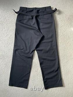 Sulvam Black Belted Wool Suit Trousers Size Xl