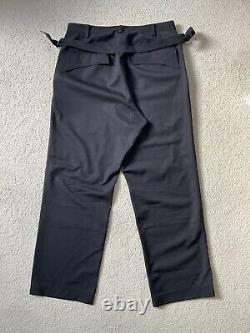 Sulvam Black Belted Wool Suit Trousers Size Xl