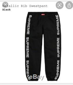 Supreme Black Metallic Rib Sweatpants Medium M New With Tags In Bag And sticker