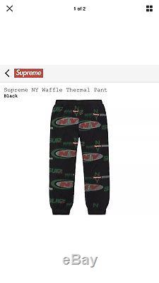 Supreme NY Waffle Thermal Pant Black Size Medium BRAND NEW