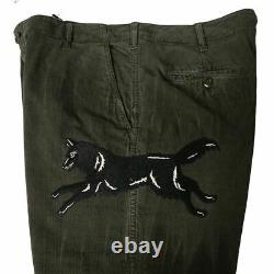 Sz L 38 NEW $1250 GUCCI Men's Green BLACK WOLF LOGO Patch Cord Cropped PANTS NWT