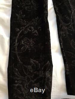 TOM FORD GUCCI Mens Black Velvet Cotton Polyester Floral Trousers Pants