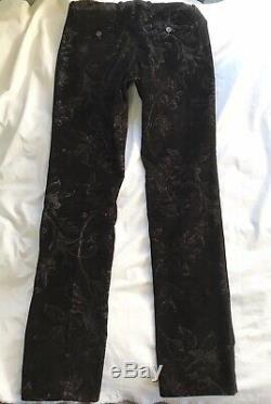 TOM FORD GUCCI Mens Black Velvet Cotton Polyester Floral Trousers Pants