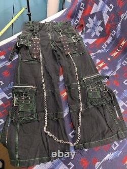 TRIPP NYC Goth Rave Emo Heavy Metal Punk Wide Leg Cargo Chains Pants Size S ICP