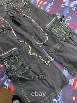 TRIPP NYC Goth Rave Emo Heavy Metal Punk Wide Leg Cargo Chains Pants Size S ICP