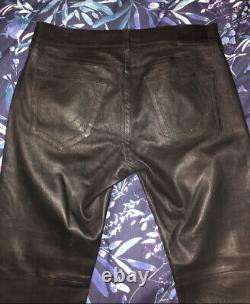 TRUE RELIGION Real Stretch Lambs leather slim fit trousers jeans Pants W35 L31