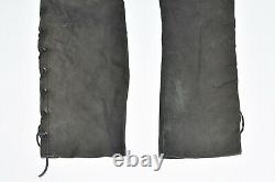 TSCHUL Lace Up Men's Leather Biker Motorcycle Black Trousers Pants Size W30 L31
