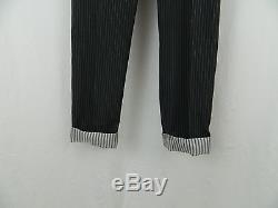 Thom Browne Gray & Black Pinstripe Wool Tapered Leg Pants Trousers Men's 33 X 30