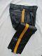 Tino New York Black Yellow Stripe Leather Police Uniform Slim Pants 30 $600