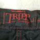 Tripp Nyc Pants Medium Black Red Zipper Shorts Goth Punk Rave Cuffs Chain Skull