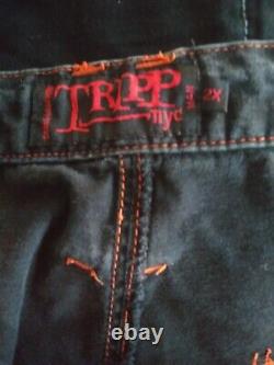 Tripp nyc pants men's Black Orange Wide Leg Goth Rave Zipper Bondage Punk 2X