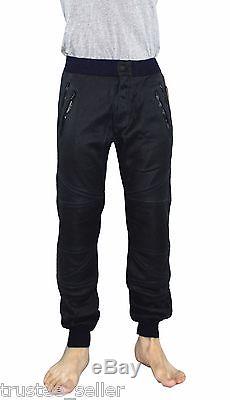 True Religion Brand Men's Fashion F Leather Coated Moto Black Jogg Jeans Pants