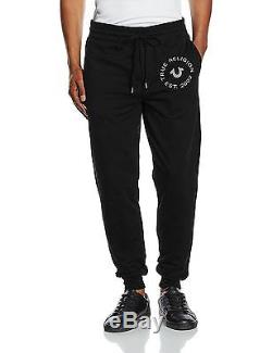 True Religion Men's Contrast Sweatpants Sports Trousers Black (Jet Black). New