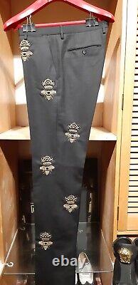 Ultra Rare Milan AW2015 Men's D & G's Gold Royal Bee Black Trousers IT50 £1500