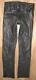 Unlined Gay `le Men's Leather Jeans/leather Pants With Po- Zipper Approx. W31