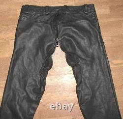 Unlined Gay `Le Men's Leather Jeans/Leather Pants With Po- Zipper Approx. W31