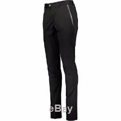 VERSACE Black leather trim Trousers Pants IT46, 32 NEW