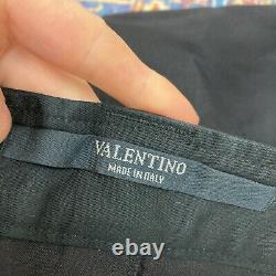 Valentino Mens Dress Pants Size 52 Cotton Silk Black Pleated Straight 373.02