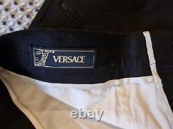 Versace Black Trousers Cargo Men 32 UK 48 EU Unhemmed cotton