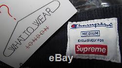 Very Rare SUPREME x CHAMPION Black Sweatpants Joggers Size M Box Logo Stickers