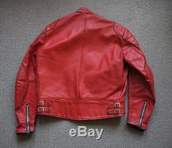 Vintage 1970s Interstate Red & Black Leather Motorcycle Jacket and Trousers