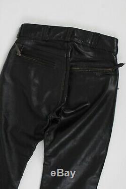 Vintage 60s Langlitz Black Leather Motorcycle Biker Racing Pants Mens 34 x 29