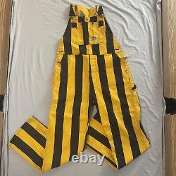 Vintage 80s Big Smith Overalls Black And Yellow Striped Rodeo Workwear Pants