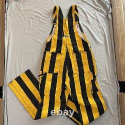 Vintage 80s Big Smith Overalls Black And Yellow Striped Rodeo Workwear Pants