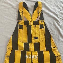 Vintage 80s Big Smith Overalls Black And Yellow Striped Rodeo Workwear Pants