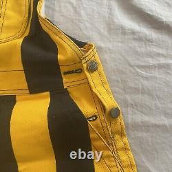 Vintage 80s Big Smith Overalls Black And Yellow Striped Rodeo Workwear Pants