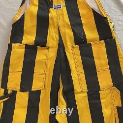 Vintage 80s Big Smith Overalls Black And Yellow Striped Rodeo Workwear Pants