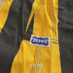 Vintage 80s Big Smith Overalls Black And Yellow Striped Rodeo Workwear Pants