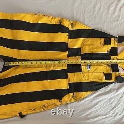 Vintage 80s Big Smith Overalls Black And Yellow Striped Rodeo Workwear Pants