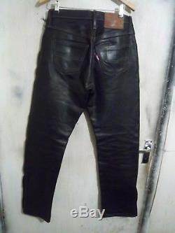 Vintage Aero Leather Steerhide Motorcycle Jeans Trousers Size 34 Riri Talon Zip