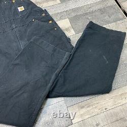 Vintage Carhartt R01 Mens Black Dungarees Veralls USA Workwear Size 36 X 29