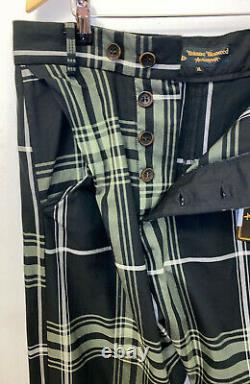 Vivienne Westwood Men's Mint/Black Tartan Alcoholic Trousers M (Waist = 35)