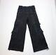 Vtg Y2k Streetwear Mens M Faded Baggy Super Wide Leg Skater Cargo Pants Black