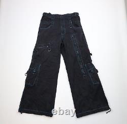 Vtg Y2K Streetwear Mens M Faded Baggy Super Wide Leg Skater Cargo Pants Black