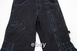 Vtg Y2K Streetwear Mens M Faded Baggy Super Wide Leg Skater Cargo Pants Black