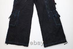 Vtg Y2K Streetwear Mens M Faded Baggy Super Wide Leg Skater Cargo Pants Black