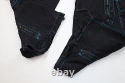 Vtg Y2K Streetwear Mens M Faded Baggy Super Wide Leg Skater Cargo Pants Black