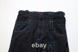 Vtg Y2K Streetwear Mens M Faded Baggy Super Wide Leg Skater Cargo Pants Black