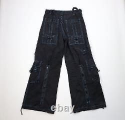 Vtg Y2K Streetwear Mens M Faded Baggy Super Wide Leg Skater Cargo Pants Black